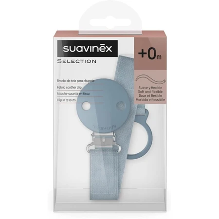 Suavinex Wonder - Clip para chupete de tela, diseño azul claro