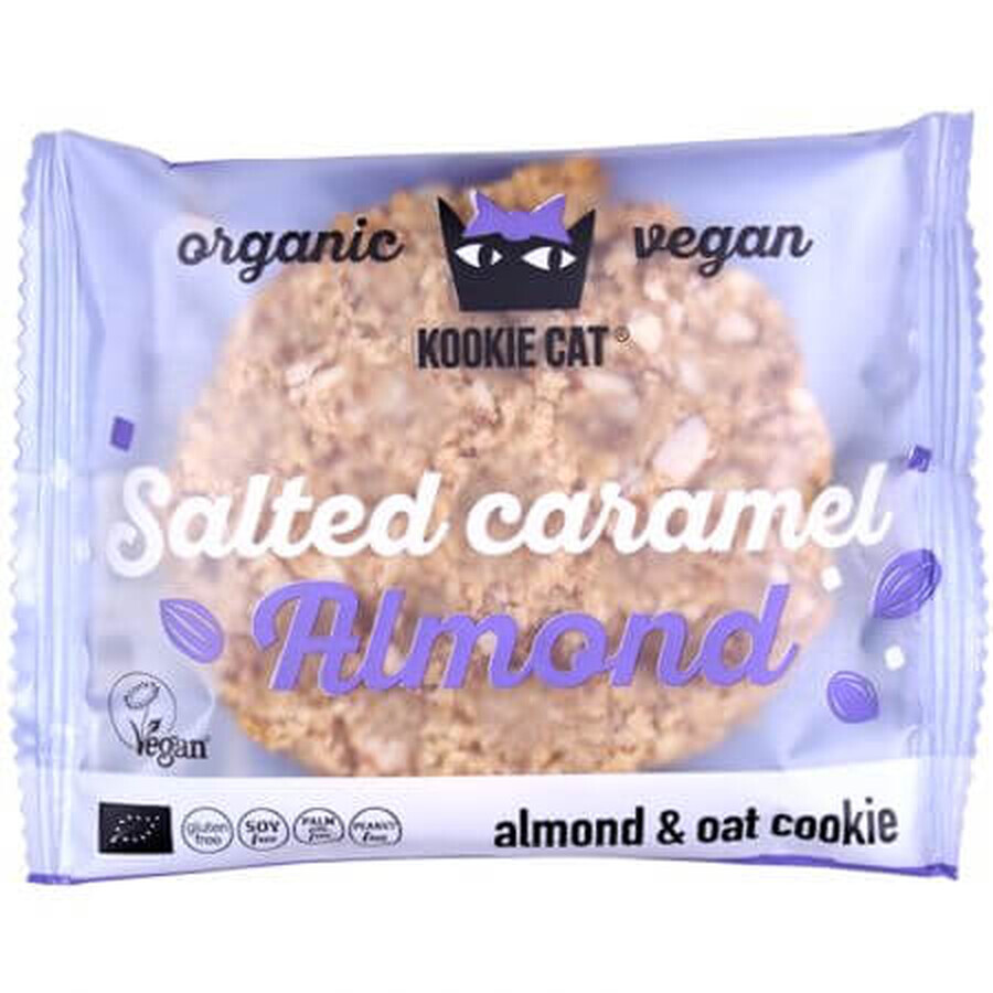 Biscuite bio cu migdale si caramel sarat fara gluten, 50 g, Kookie Cat