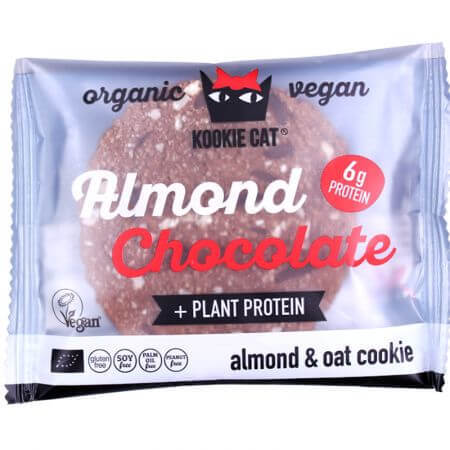 Biscotti biologici con mandorle e cioccolato fondente senza glutine, 50 g, Kookie Cat