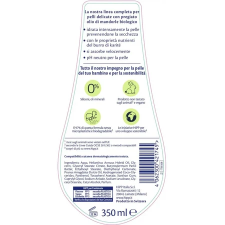Hipp Baby - Loción hidratante para piel sensible, 350 ml