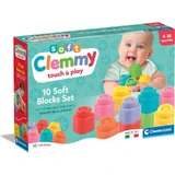 Clementoni Soft Clemmy Touch & Play - Set of 10 Soft Building Blocks, 6–36 months