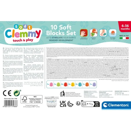 Clementoni Soft Clemmy Touch & Play - Set van 10 zachte bouwblokken, 6–36 maanden