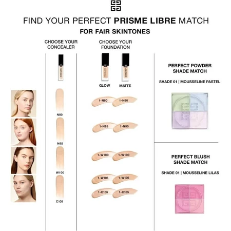 Givenchy Prisme Libre Skin-Caring Matte – Perfektionierende Foundation – Nr. 1-W105