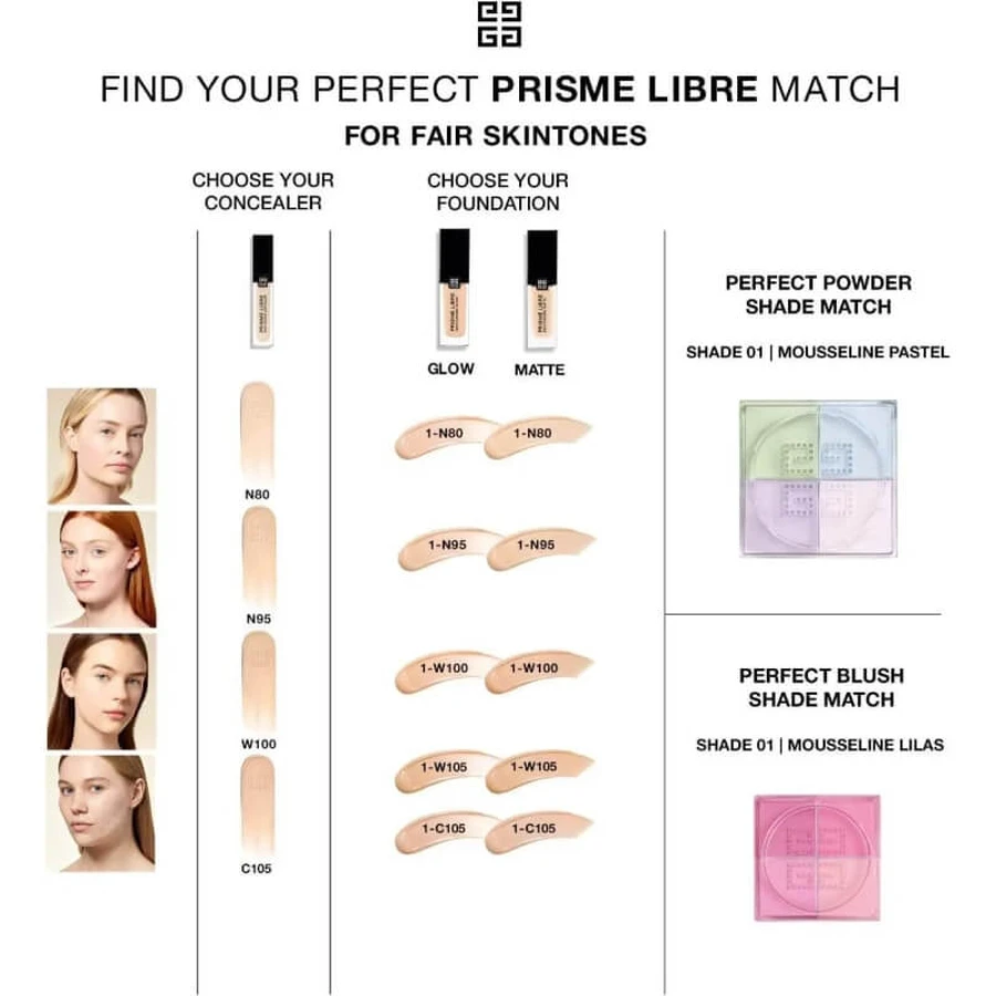 Givenchy Prisme Libre Skin-Caring Matte – Perfektionierende Foundation – Nr. 1-W105