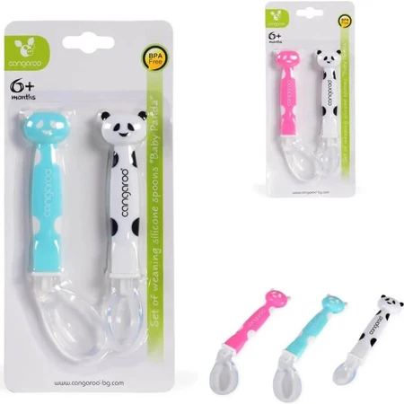 Cangaroo Baby Panda - 2 cucharas de silicona - Azul