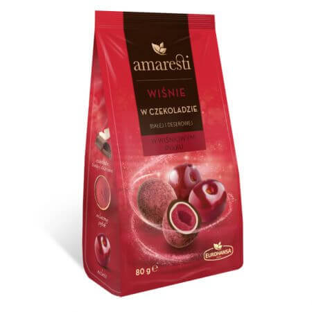 Cerises Amaresti dans un mélange de chocolat blanc et noir, 80g, Eurohansa