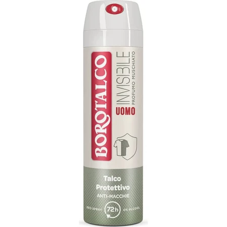 Borotalco Invisible for Men, Musk Scent - 72-Hour Deodorant Spray, 150 ml