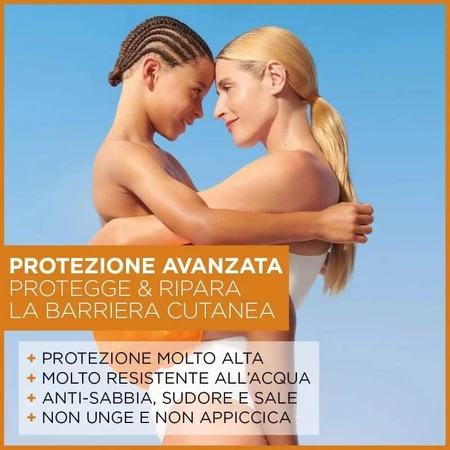 Garnier crema solare 50+ spf latte ambre solaire sensitive ceramide protect protezione molto alta 175 ml