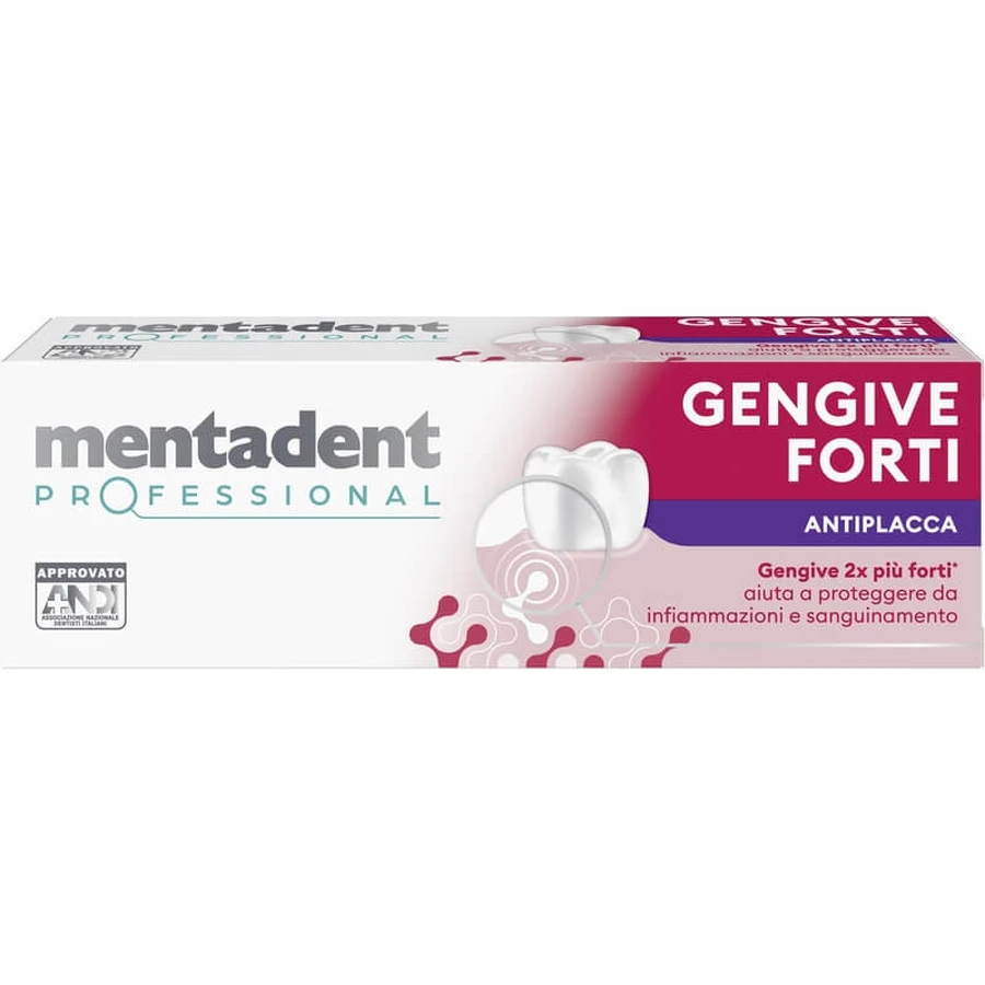 Mentadent Professional pentru gingii puternice – pastă de dinți împotriva plăcii bacteriene și a tartrului, 75 ml