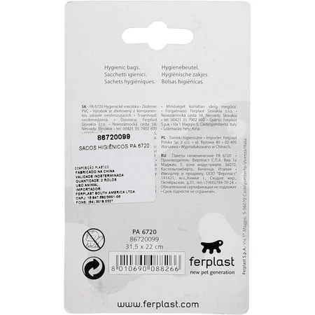 Ferplast Pa 6720 - 42 bolsas de nailon para residuos compatibles con el portabolsas, 14 x 31,5 cm