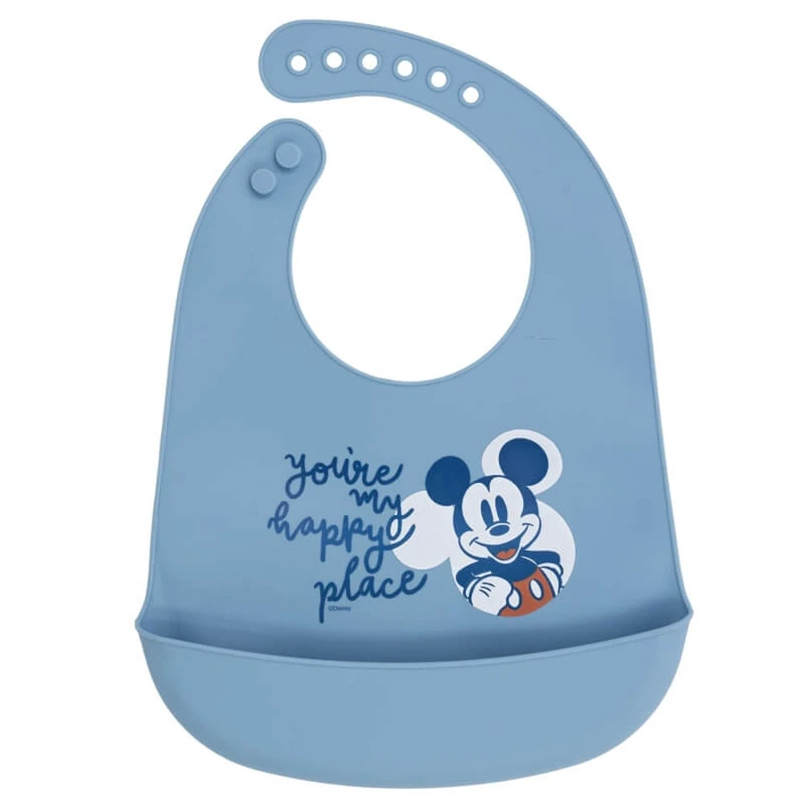 Stor Disney Mickey Mouse - Light Blue Silicone Bib