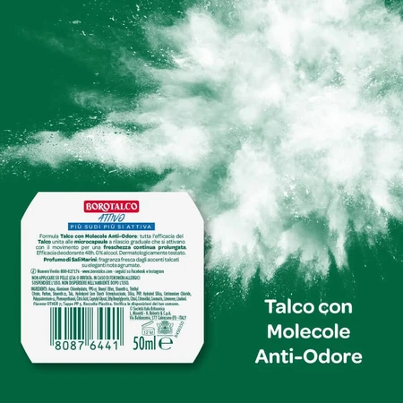 Borotalco Parfum Sel de mer actif - Déodorant à bille 48 heures, 50 ml