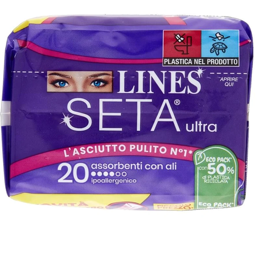 Lines Ultra Silk met vleugels – 20 maandverbanden voor normale menstruatie