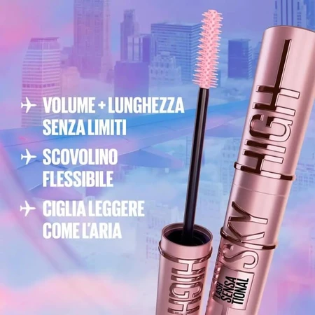 Maybelline Lash Sensational Sky High – rimel rezistent la apă, negru, 6 ml