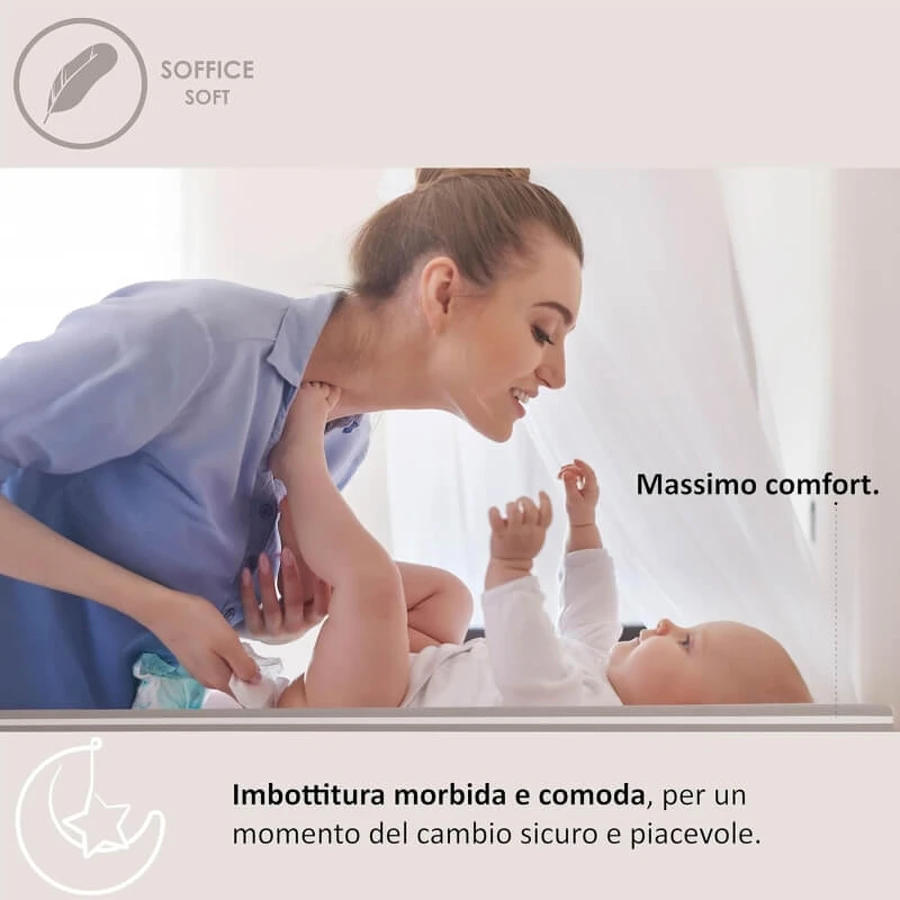Italbaby Jolie – saltea pentru masa de schimbat cu margini de siguranță din PVC de culoare gri-bej