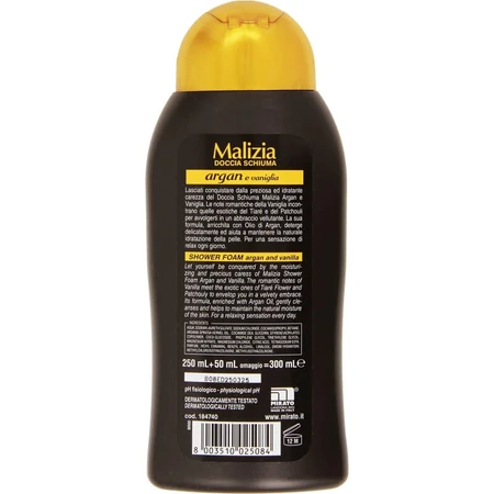 Malizia Argan i wanilia – aksamitny żel pod prysznic 300 ml: ceny i cechy