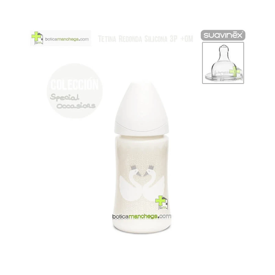 Suavinex Special – silikonowa butelka dla niemowląt z smoczkiem z 3 pozycjami, od 0 miesięcy, 270 ml: ceny i cechy
