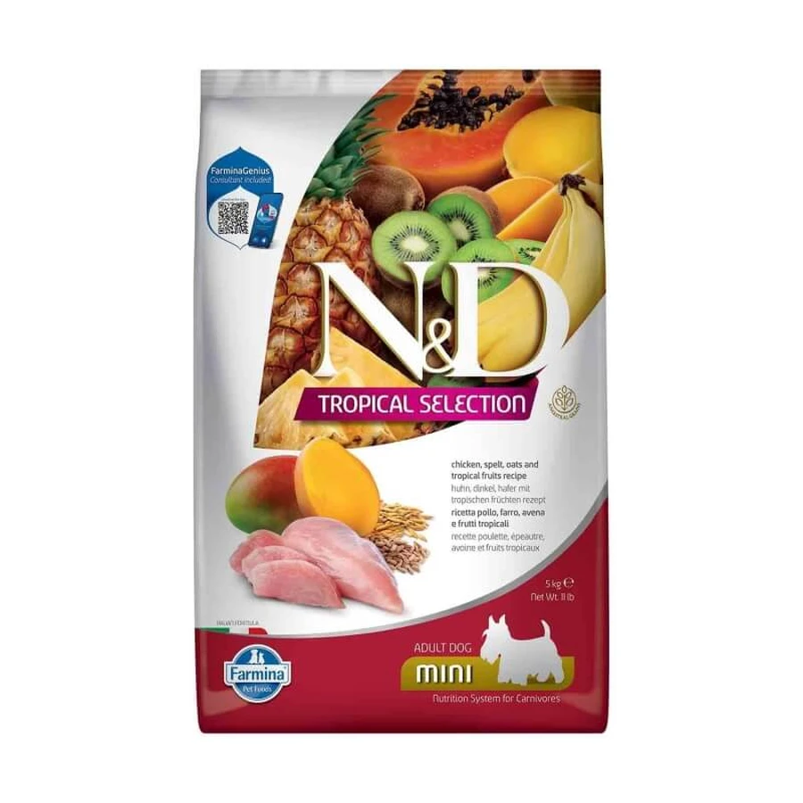 Farmina N&amp;d Tropical Selection Mini Dog Chicken – sucha karma dla małych psów, 5 kg: ceny i cechy