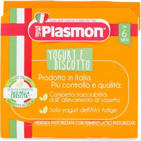 Plasmon Kindersnack: Koekjes en yoghurt, 2 x 120 g