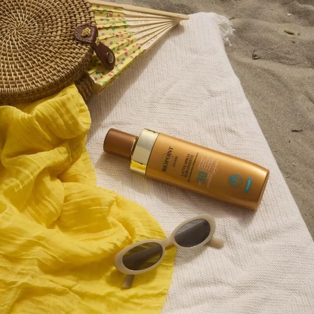 Loción solar en spray Biopoint SPF 30 con efecto iluminador, alta protección, 250 ml