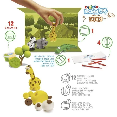 Carioca Modelight Maxi Safari – superelastyczna glinka modelarska dla dzieci w 12 różnych kolorach: ceny i cechy