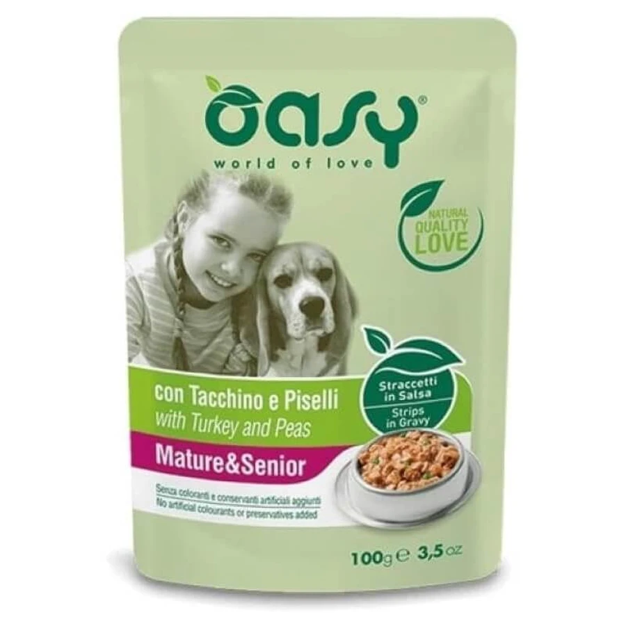 Oasy Straccetti in Turkey and Pea Sauce for Senior Dogs, 100 g