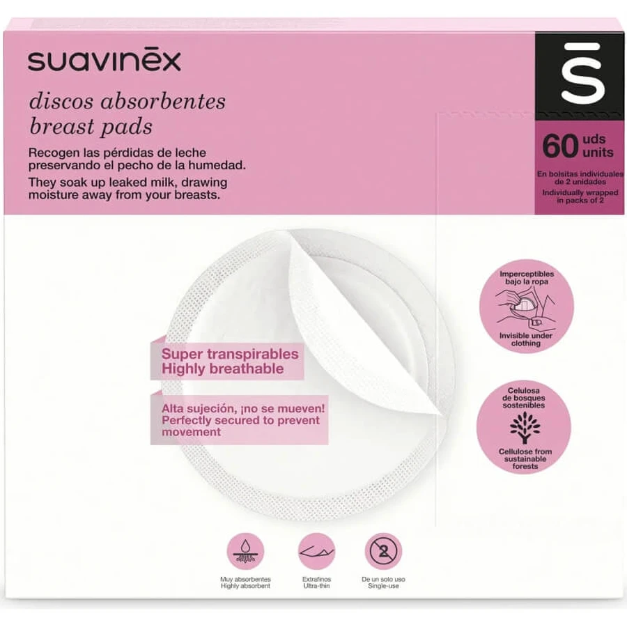 Suavinex cupe absorbante pentru lapte – pachet de 60 de cupe