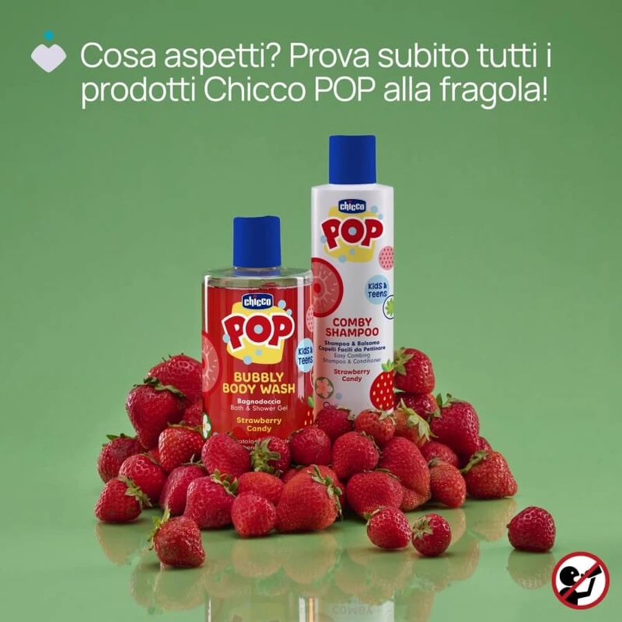 Chicco pop comby shampoo e balsamo per bambini strawberry candy 250 ml