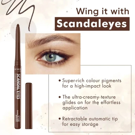 Rimmel scandaleyes exaggerate - matita occhi automatica waterproof n. 002 chocolate brown