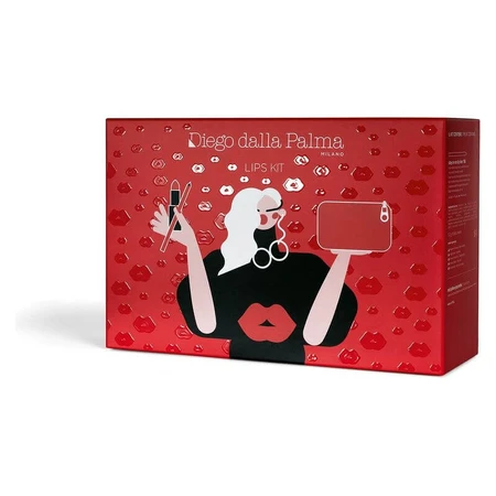 Kit de labios Diego dalla Palma - Barra de labios Lumi-Matt n.º 37 + Estuche recargable + Perfilador de labios Stayonme n.º 166 + Bolso de mano