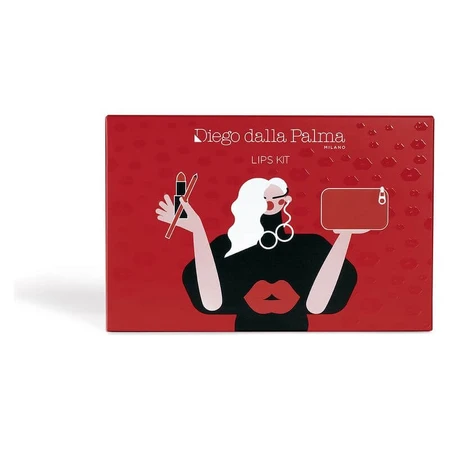 Kit de labios Diego dalla Palma - Barra de labios Lumi-Matt n.º 37 + Estuche recargable + Perfilador de labios Stayonme n.º 166 + Bolso de mano