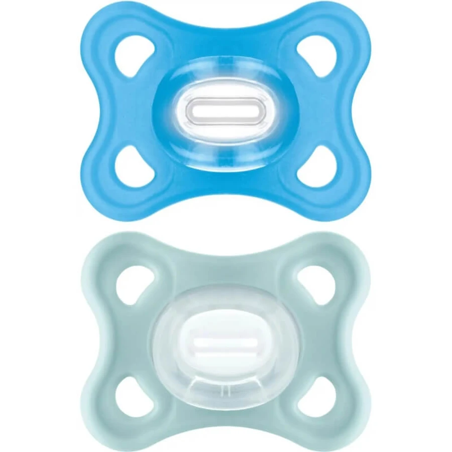 Mam Comfort 2-6 luni - 2 suzete din silicon - albastru deschis/neutru