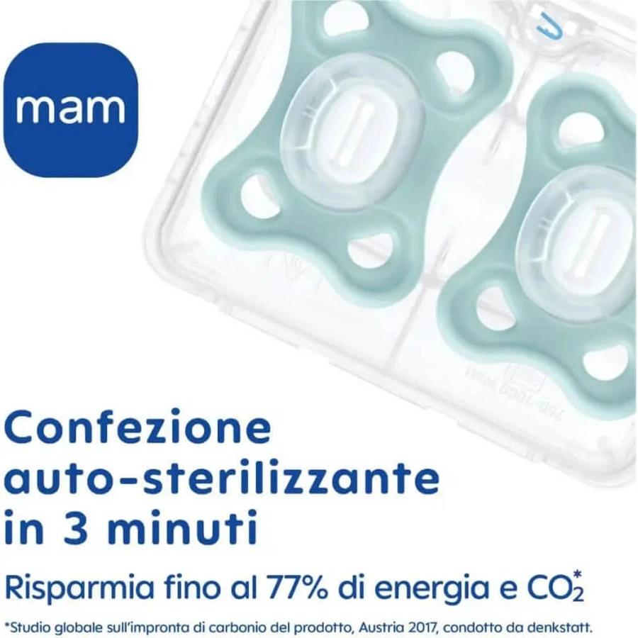 Mam Comfort 2-6 luni - 2 suzete din silicon - albastru deschis/neutru