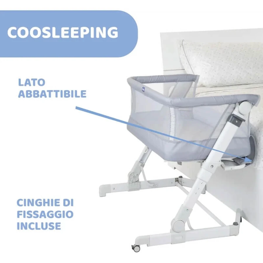Chicco next2me popup – pătuț pentru dormit împreună, culoare grey mist