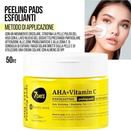 7days Aha + Vitamin C Exfoliating Pads - 50 exfoliating pads