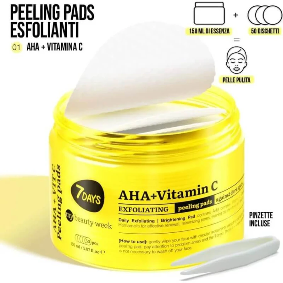 7days Aha + Vitamin C Exfoliating Pads - 50 exfoliating pads