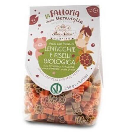 Pasta per bambini con farina di lenticchie rosse e piselli, 250g, Pasta Natura