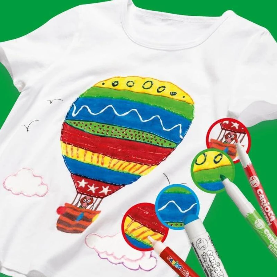 Carioca Fabric - 12 non-toxic, washable fabric markers with lockable tips