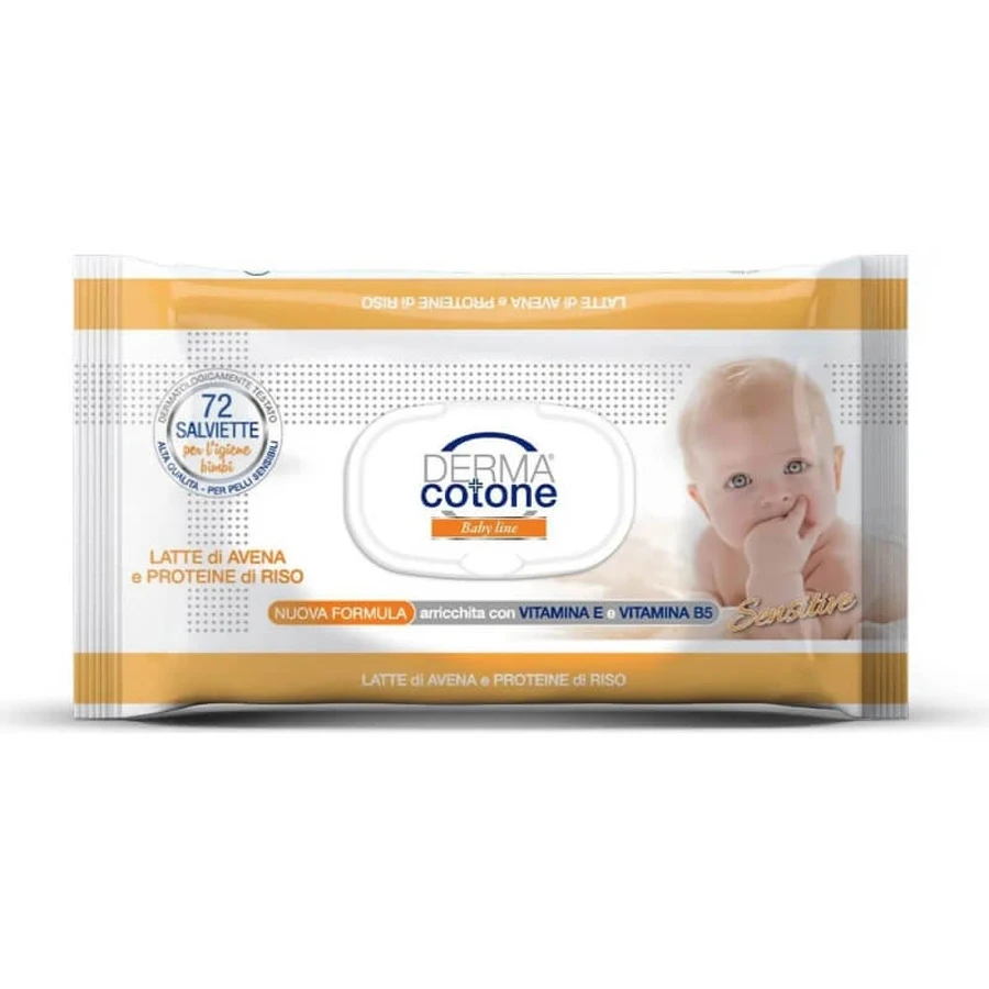 Dermacotone au lait d'avoine et aux protéines de riz - 72 lingettes
