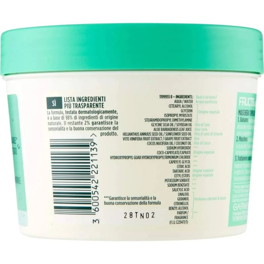 Fructis Hair Food Aloe Vera - 3-in-1-masker voor beschadigd haar, 390 ml