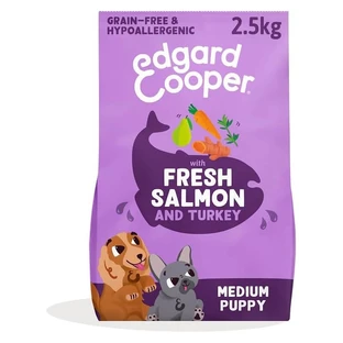 Edgard &amp; Cooper Fresh salmon and turkey medium puppy cu somon și curcan – hrană completă pentru pui de câine, 2,5 kg