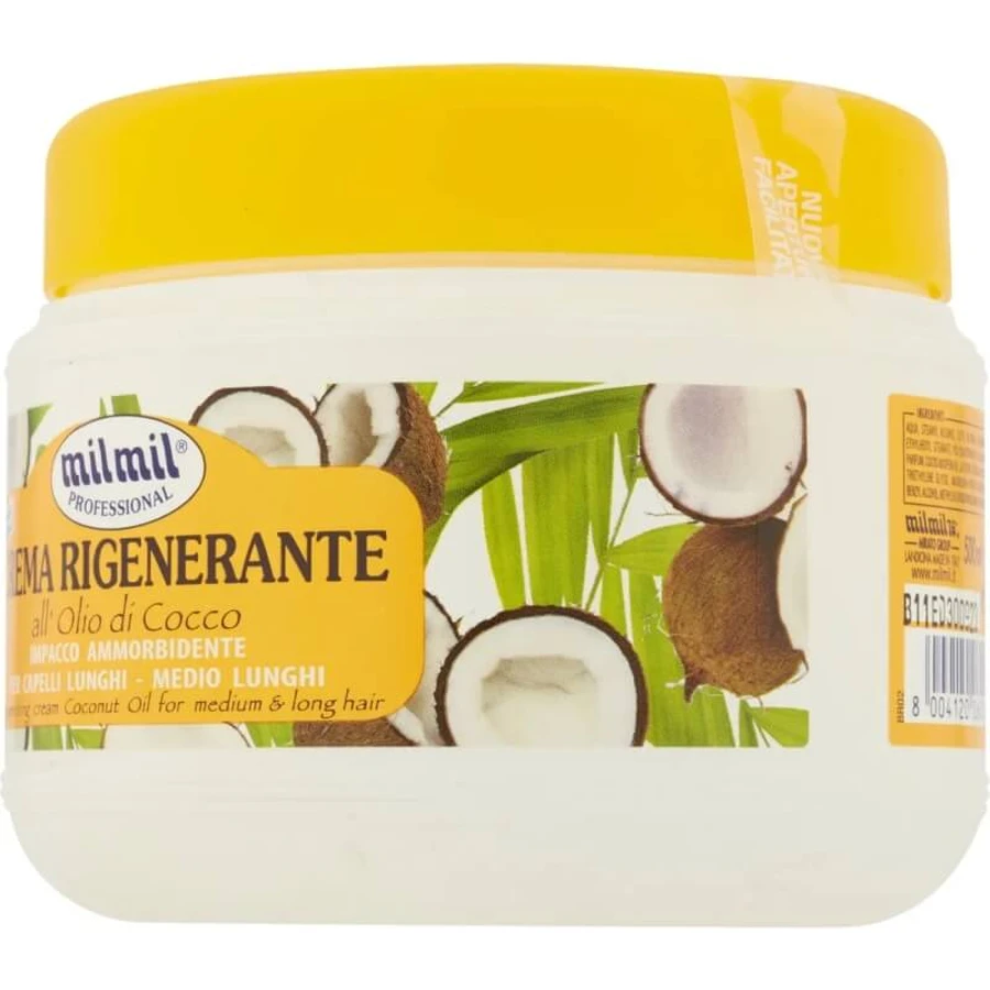 Mil mil Professional - Crema regeneradora de aceite de coco, mascarilla suavizante para cabello largo, 500 ml