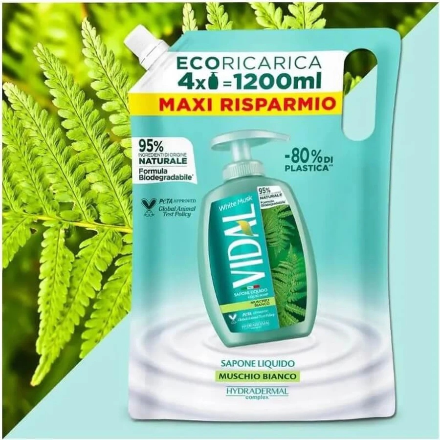 Vidal White Musk – mydło w płynie – wkład 1,2 litra: ceny i cechy