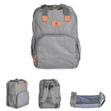 Cangaroo Liana - 2-in-1 opvouwbare rugzak/tas met verschoningsmatje en draagbaar wiegje, grijs