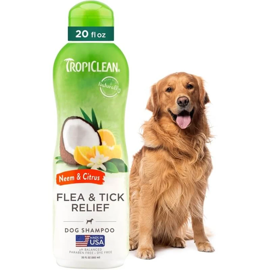Tropiclean Opti-neem - Champú calmante contra pulgas y garrapatas para perros, 592 ml