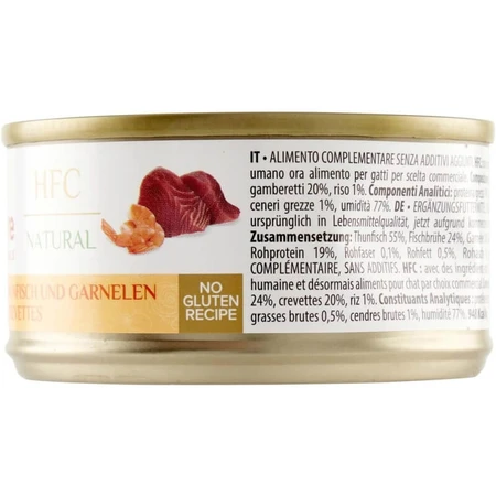 Almo Nature HFC Natuurlijke tonijn en garnalen - Natvoer voor volwassen katten, 70 g