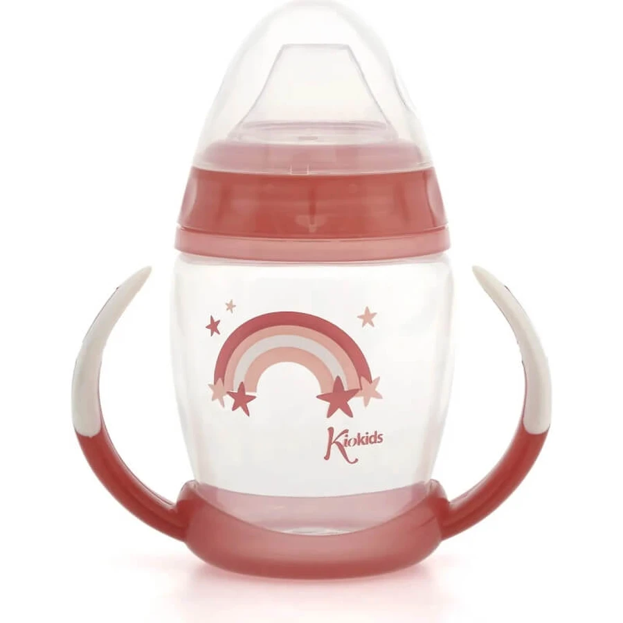Kiokids Step 1 Training Cup with Handles, 270 ml - Pink, 6+m