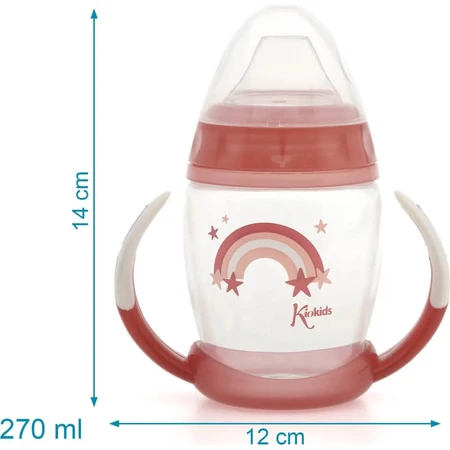 Kiokids Step 1 Training Cup with Handles, 270 ml - Pink, 6+m