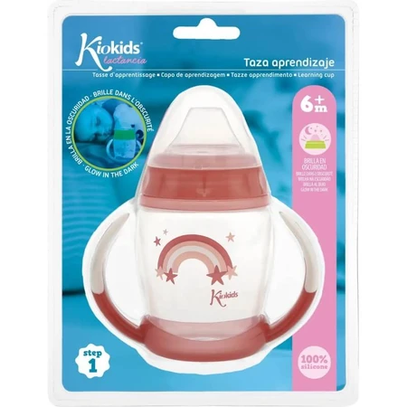 Kiokids Step 1 Training Cup with Handles, 270 ml - Pink, 6+m
