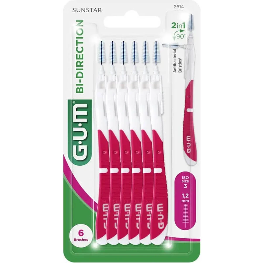 Sunstar Bi-direction Gum – 6 bidirektionale Interdentalbürsten, Größe L